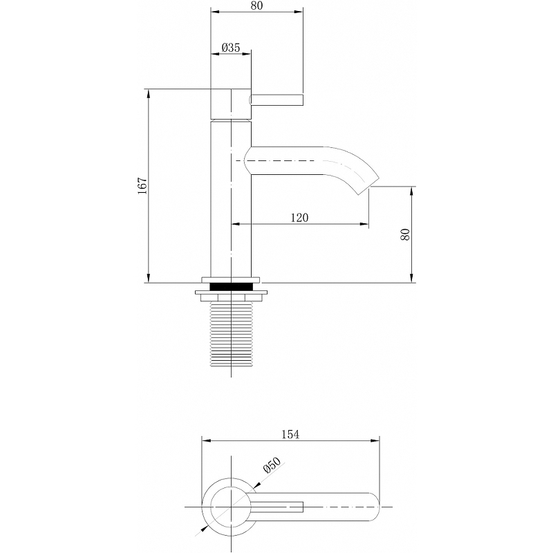 Смеситель для раковины Abber Wasser Kreis хром AF8110 - 2