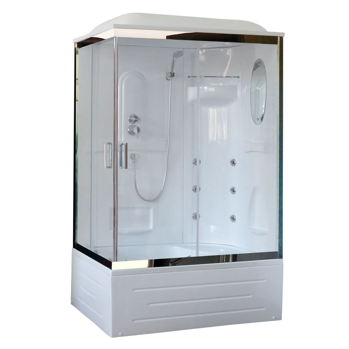 Душевая кабина Royal Bath BP 100х80 R профиль хром стекло прозрачное с гидромассажем RB8100BP2-T-CH-R - 0
