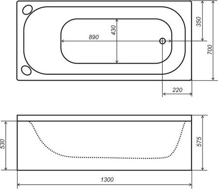 Акриловая ванна Triton Стандарт 130x70 Н0000099326 - 1