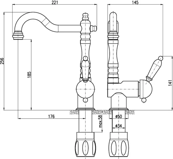 Смеситель для кухни Rav Slezak Labe бронза L508.5/8SM - 2