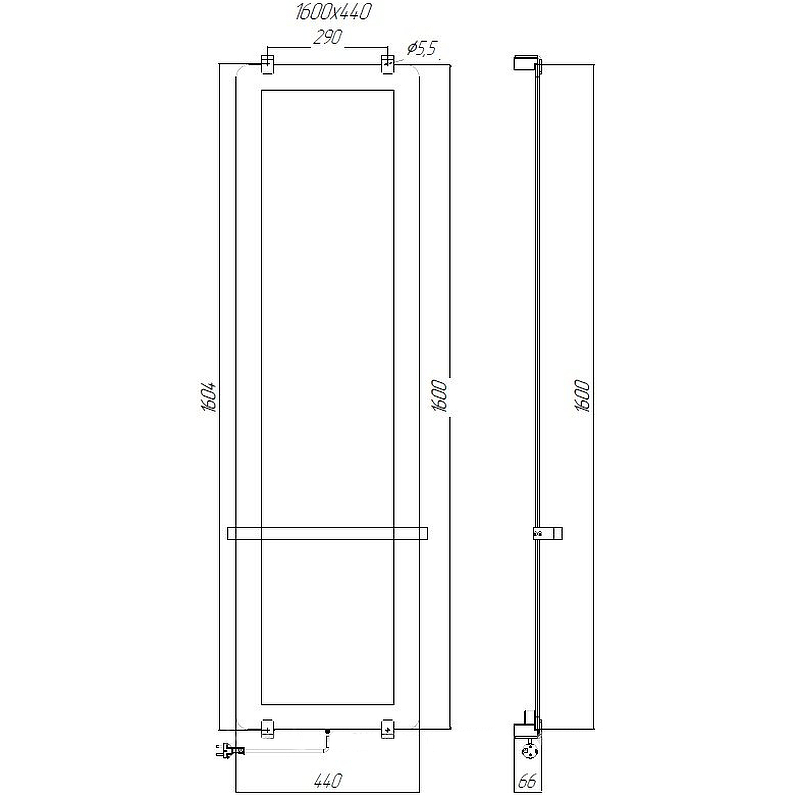 Полотенцесушитель электрический Allen Brau Infinity 44x160 зеркальный 8.21005.GL - 4