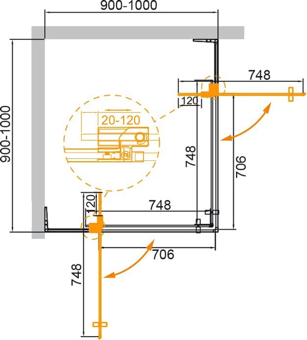 Душевой уголок Cezares Slider A 2 90/100 C Cr SLIDER-A-2-90/100-C-Cr - 1