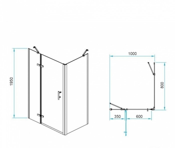 Душевой уголок RGW Passage PA-77-1B L 100х80 профиль черный стекло прозрачное 410877108-084L - 2