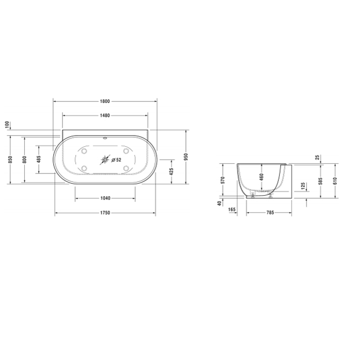 DURAVIT Комплект слива-перелива квадратно-овальный, новый, хром 792208000001000 - 1