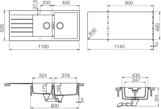 Мойка  Primus 80D  Cristalite оникс 700373 - 2