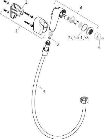 Гигиенический душ Hansgrohe 32127000 со шлангом 1,25 м - 1