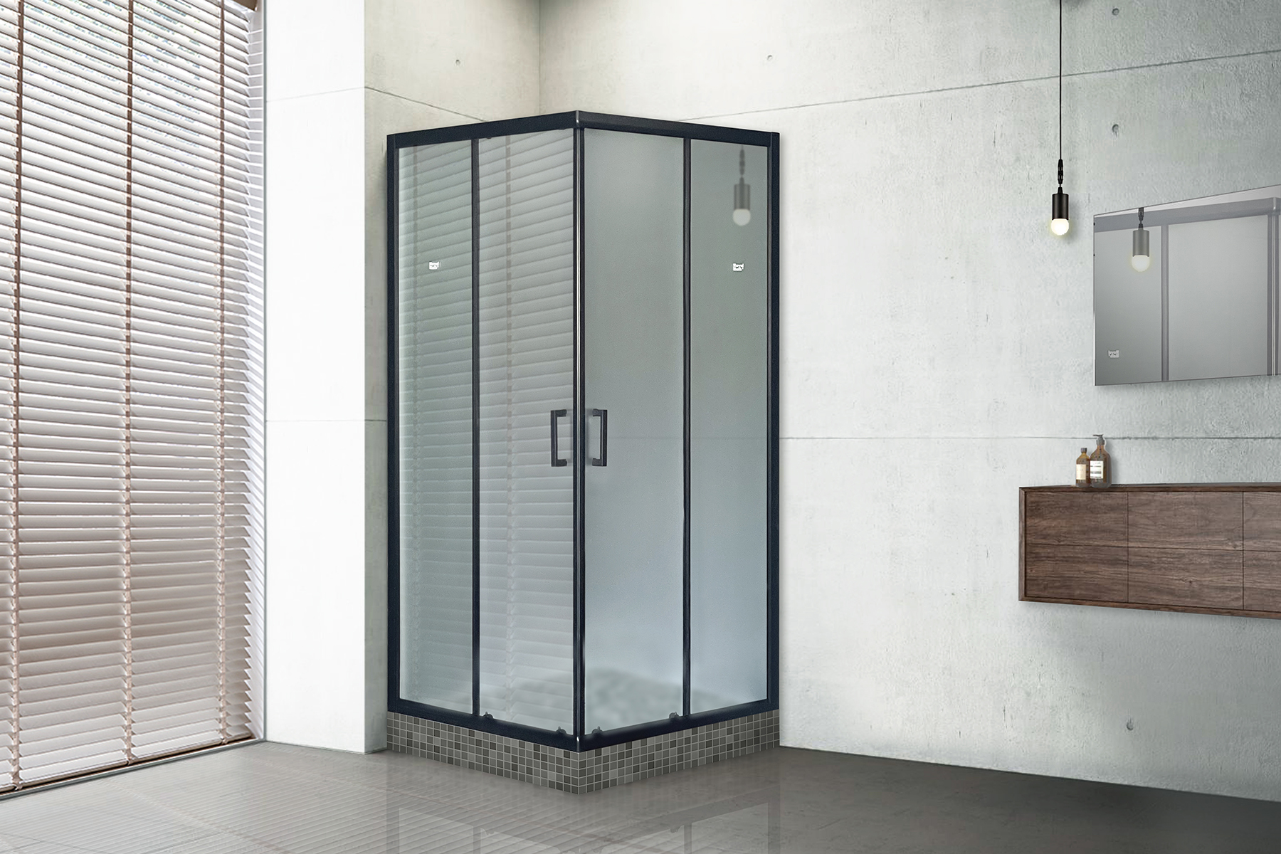 Душевой уголок Royal Bath HPD 75x90 профиль черный стекло матовое RB9075HPD-C-BL - 1