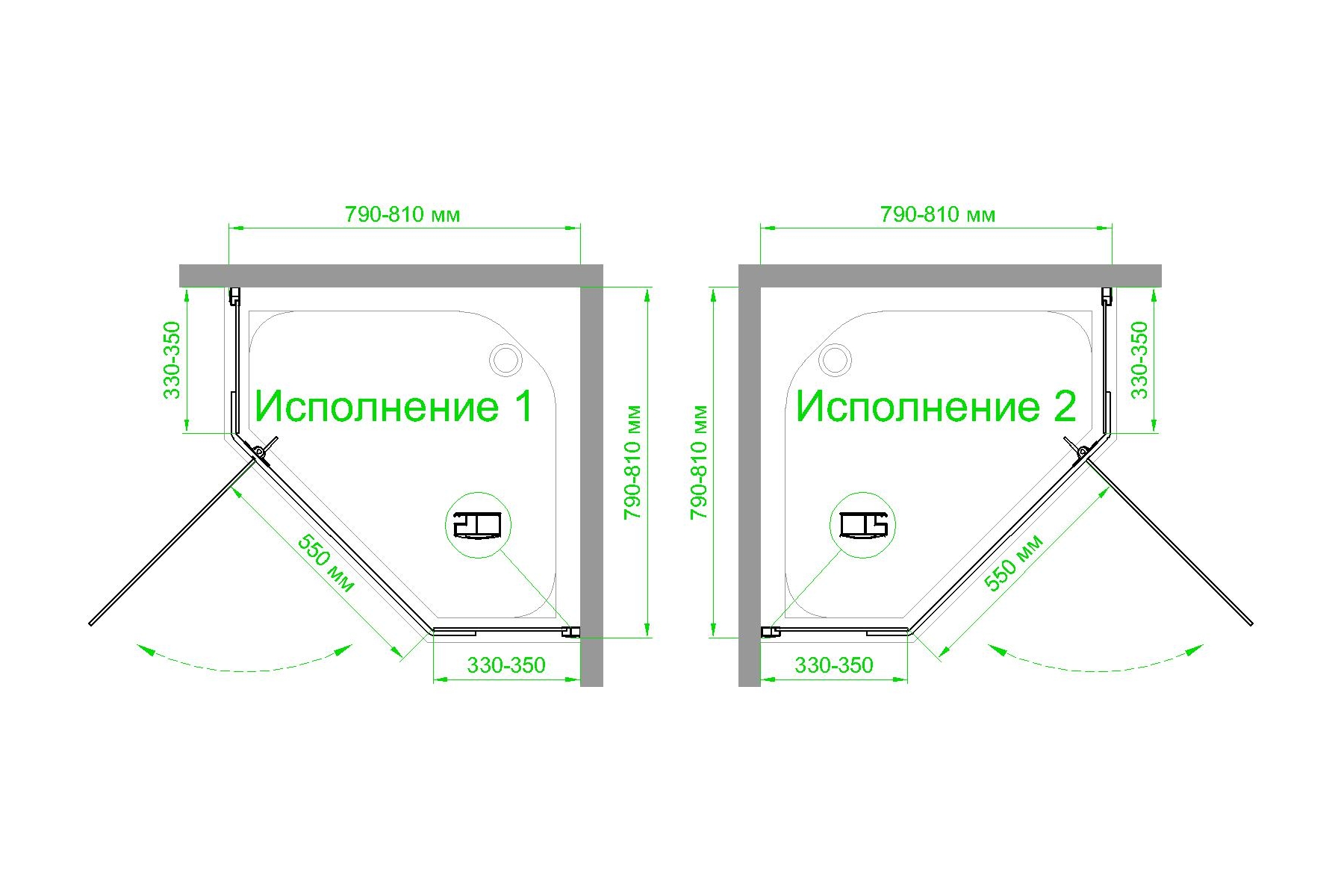 Душевой уголок Royal Bath TR 80х80 профиль черный стекло прозрачное RB80TR-T-BL - 3