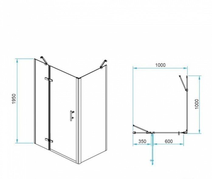 Душевой уголок RGW Passage PA-77B L 100x100 профиль черный стекло прозрачное 41087700-084L - 2