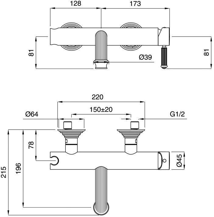 Смеситель для ванны Cezares OLIMP бронза  OLIMP-VM-02-L - 1