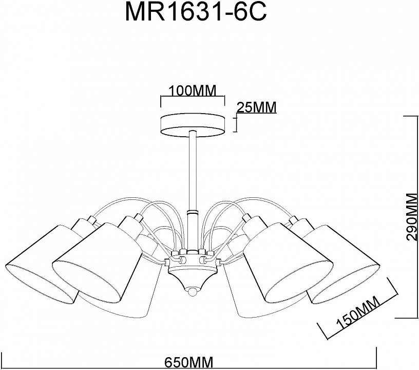 Люстра на штанге MyFar Amber MR1631-6C - 2