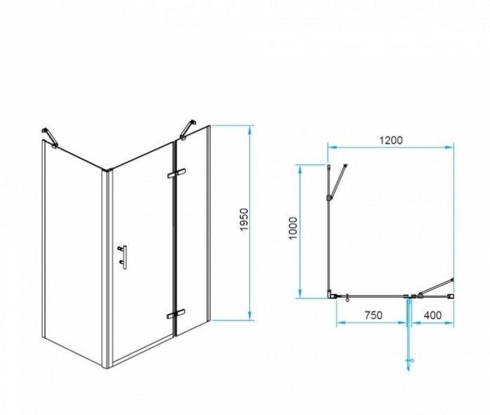 Душевой уголок RGW Passage PA-77B R 120x100 профиль черный стекло прозрачное 41087720-084R - 2