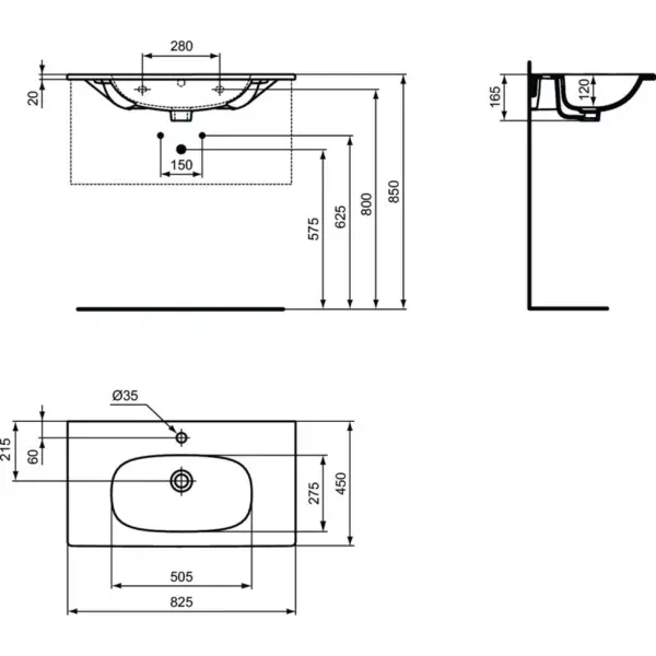 Раковина мебельная Ideal Standard TESI 80 черный матовый T3509V3 - 7