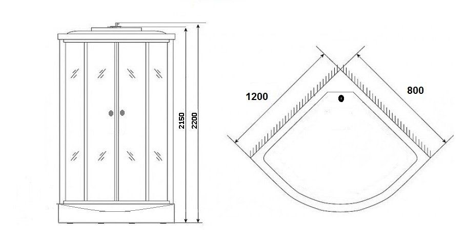 Душевая кабина NG-1903-01R (1200х800х2200) низкий поддон(16см) стекло ТОНИРОВАННОЕ 19030134R - 1