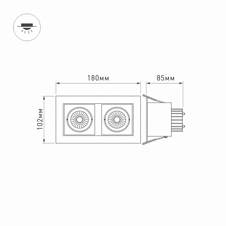 Встраиваемый светодиодный светильник Arlight CL-Kardan-S180x102-2x9W Warm 024127 - 5