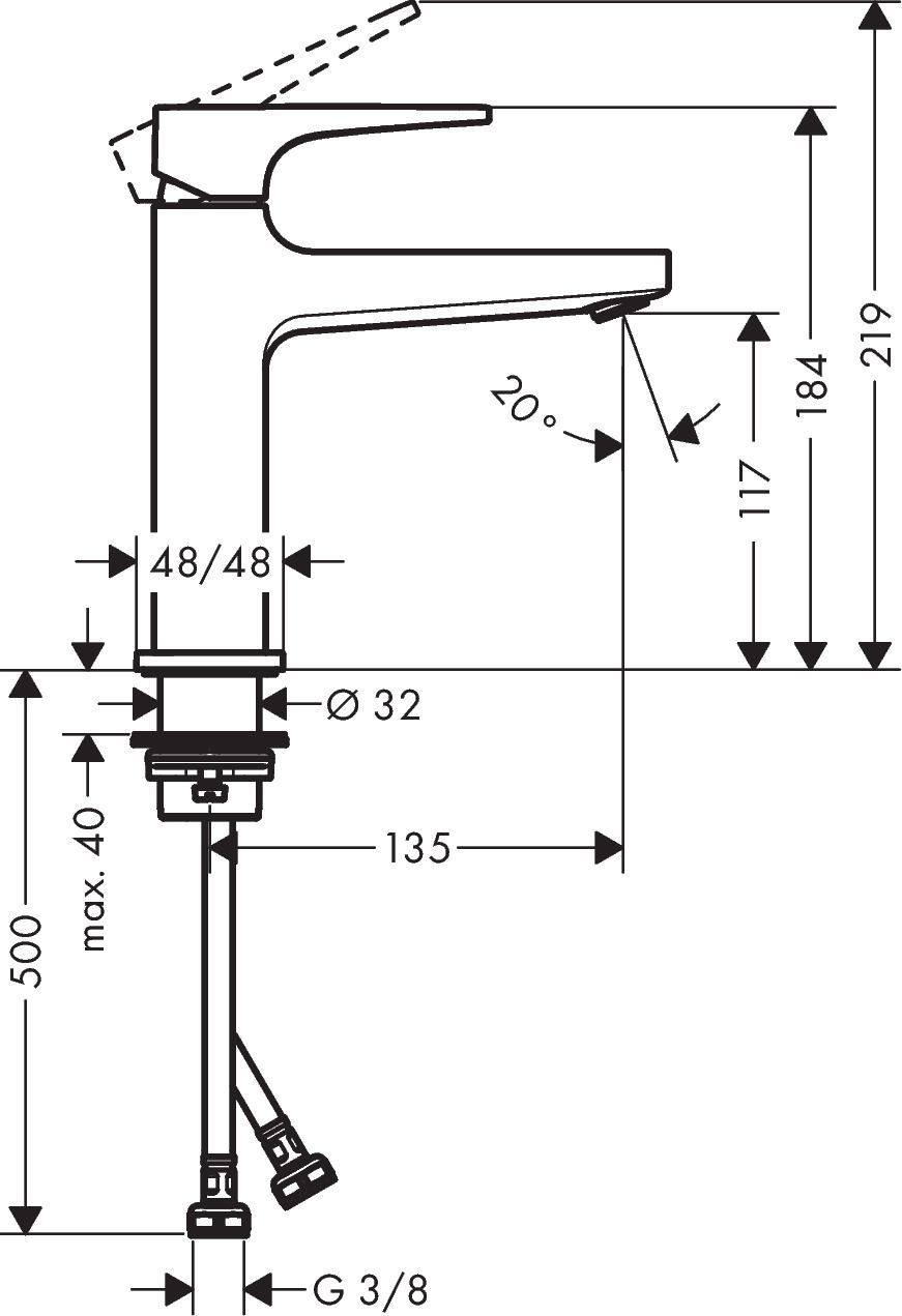 Смеситель Hansgrohe Metropol 32507700 для раковины, с донным клапаном Push-Open - 1