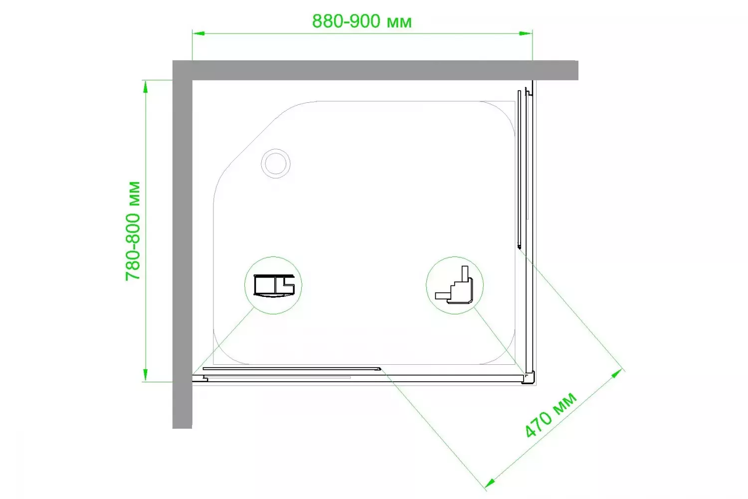 Душевой уголок Royal Bath HPD 90х80 профиль белый стекло матовое RB8090HPD-C - 3