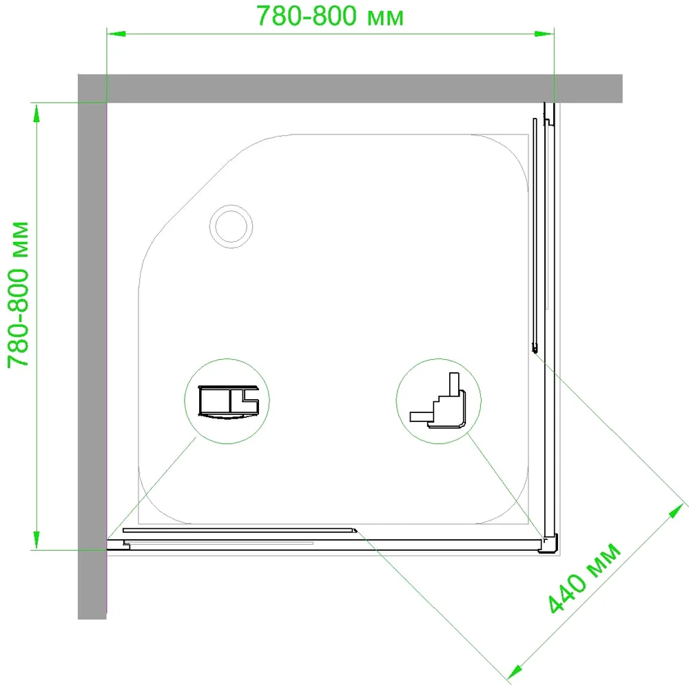 Душевой уголок Royal Bath HPD 80х80 профиль черный стекло матовое RB80HPD-C-BL - 4