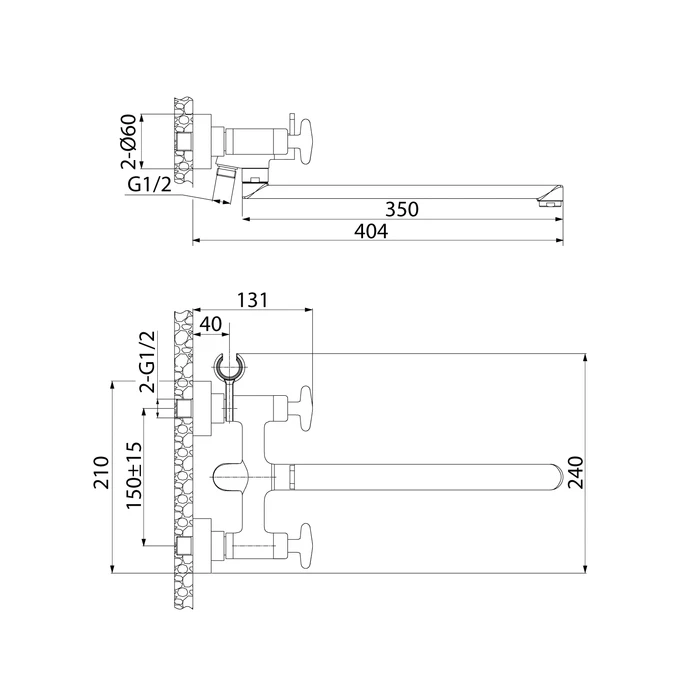 Смеситель для ванны с длинным изливом ACRSBL2i10WA - 2