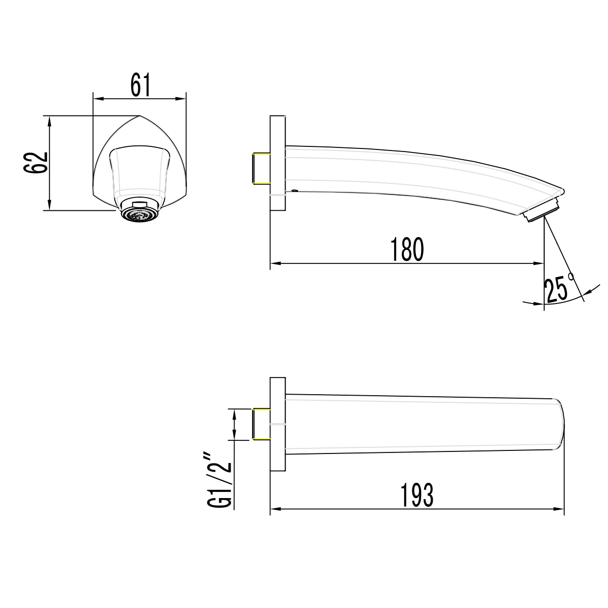 Наполнитель для ванны Lemark LM3581C встраиваемый, 180 мм, для LM3522C, хром - 1