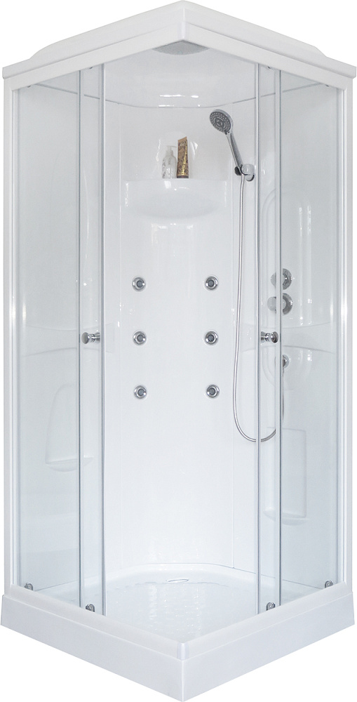 Душевая кабина Royal Bath HP 80x80 профиль белый стекло прозрачное с гидромассажем RB80HP2-T - 0