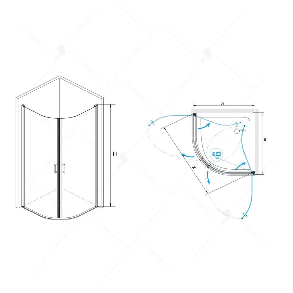 Душевой уголок Rgw Leipzig 80x80 см  06125488-11 - 1