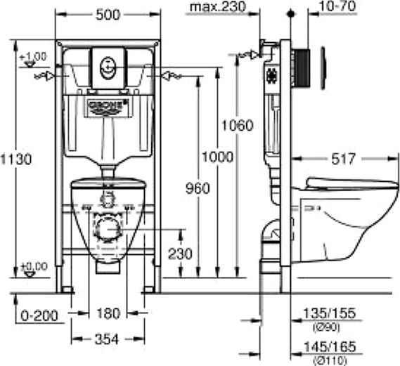 Комплект Grohe Solido 39192000 подвесной унитаз + инсталляция + кнопка - 2