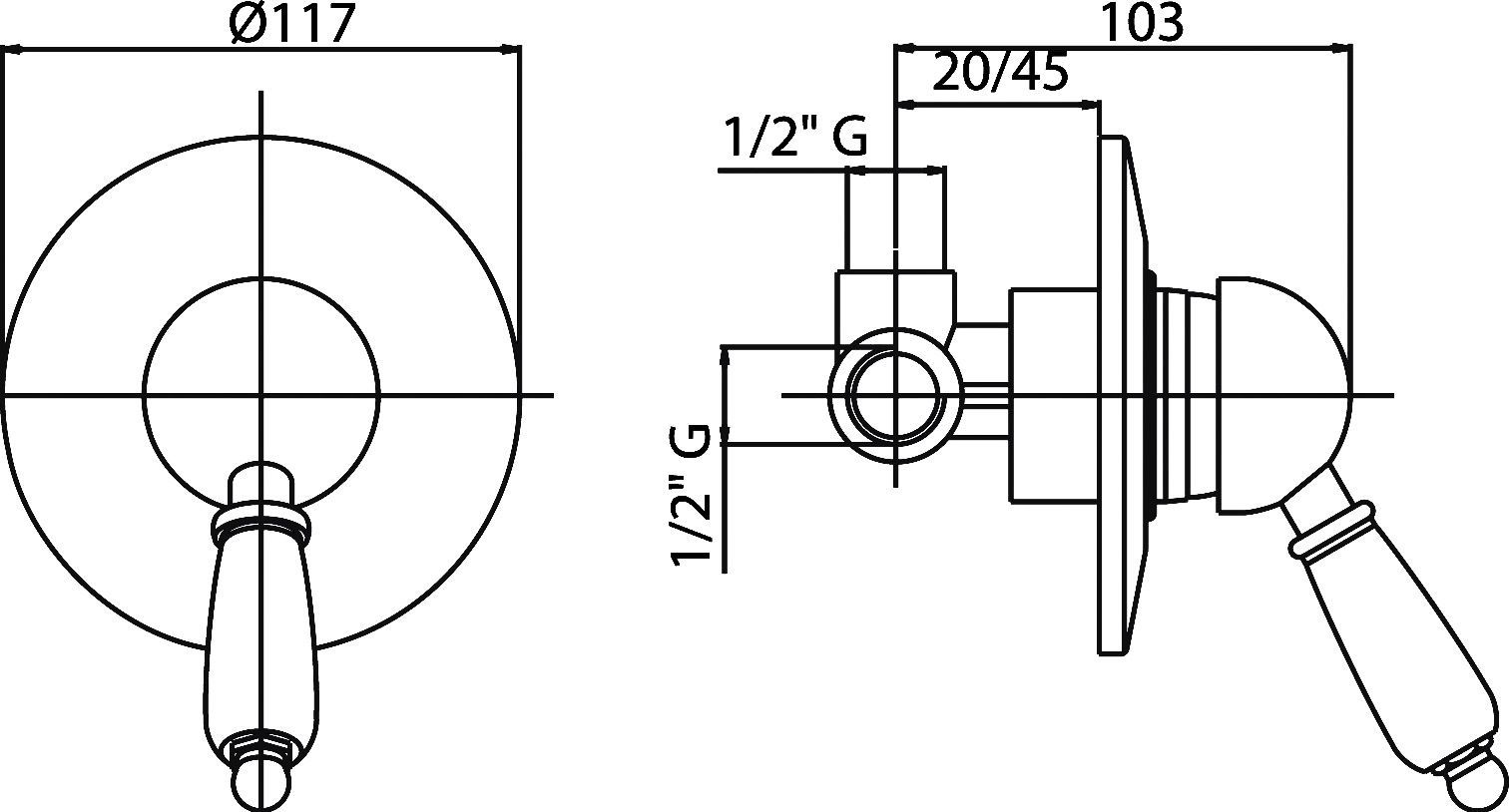 Смеситель Cezares Vintage DIM-01-Sw-N с внутренней частью, для душа VINTAGE-DIM-01-Sw-N - 1