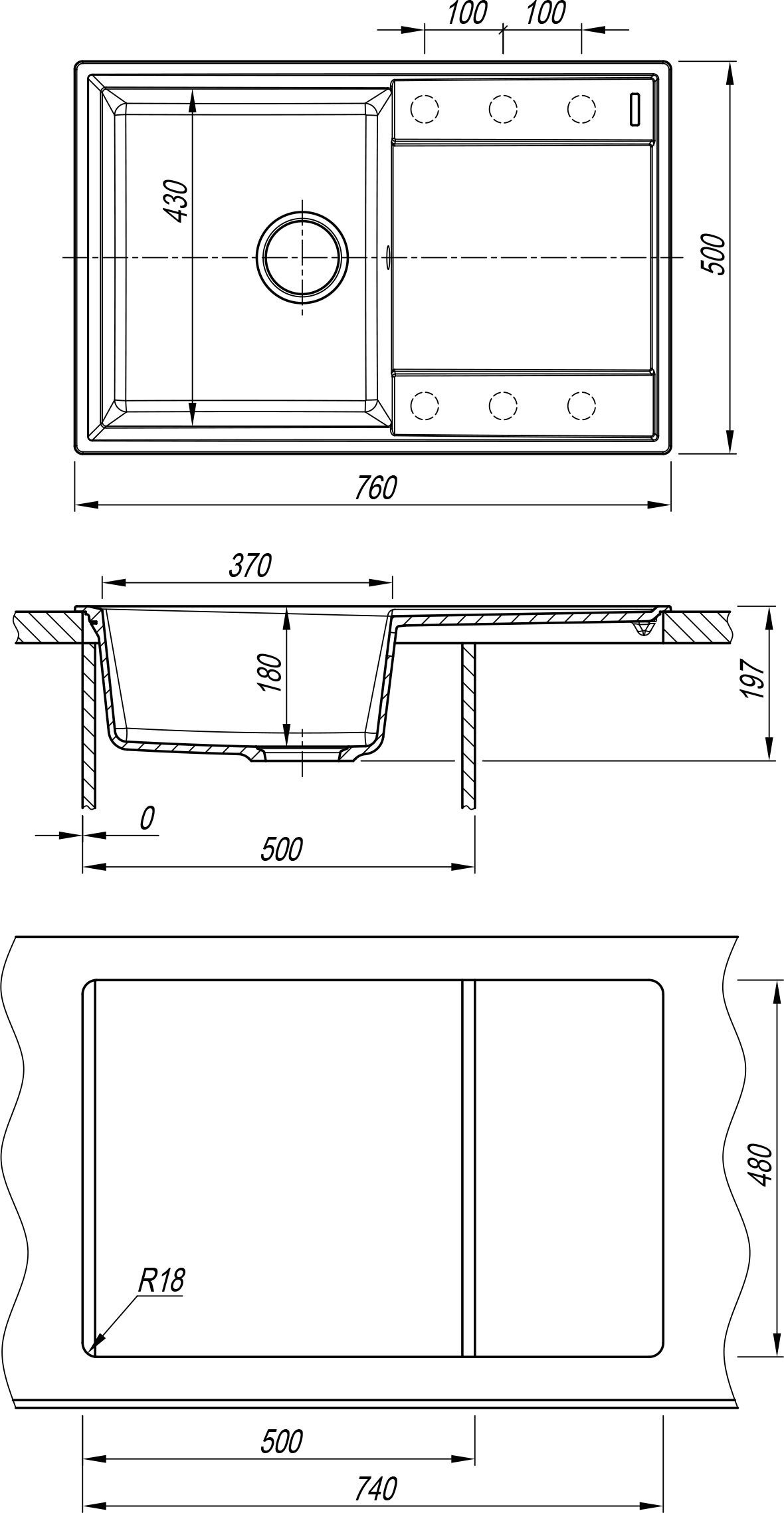 Мойка Flortek Консул 760, бежевый FG  23.020.C0760.104 - 2