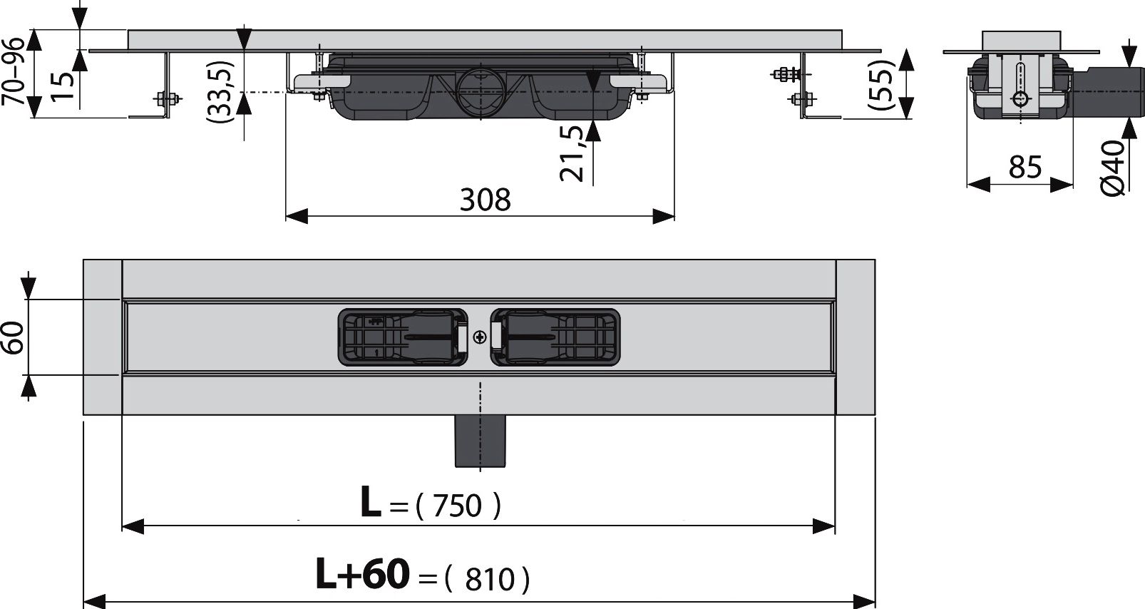 Душевой лоток AlcaPlast APZ101 750 с опорами APZ101-750 - 6