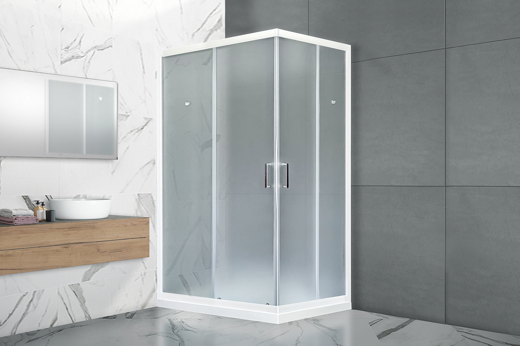 Душевой уголок Royal Bath HPD 85x120 профиль белый стекло матовое RB1285HPD-C - 1