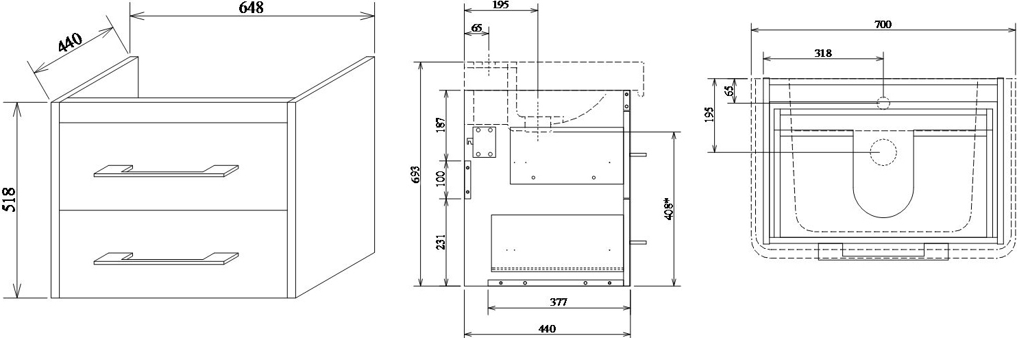 Тумба для комплекта Sanflor Ларго 2 70 вяз швейцарский, белая C0002122 - 7