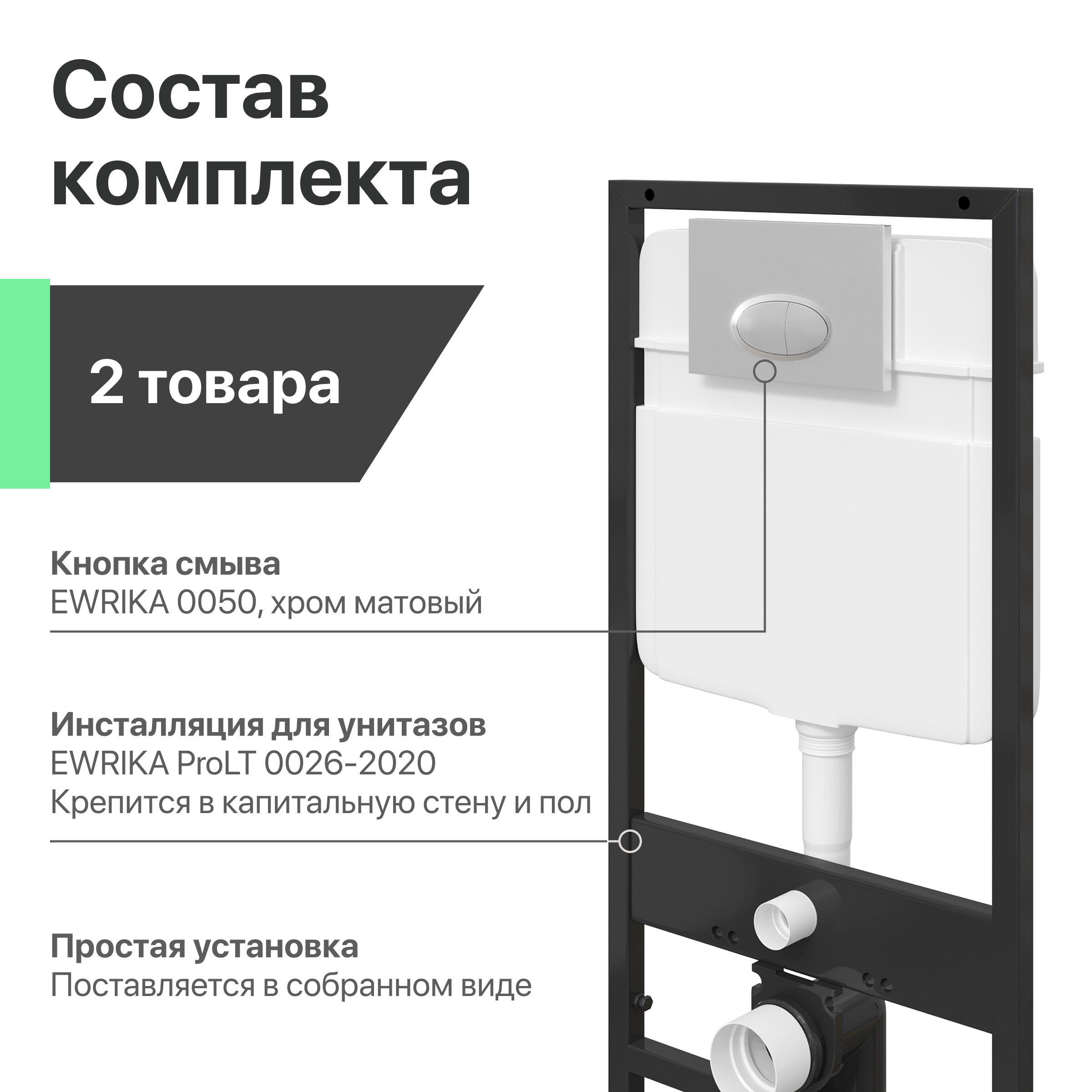 Комплект Унитаз подвесной STWORKI Хальмстад SETK2804-0606-001-1-6000 с микролифтом + Система инсталляции для унитазов EWRIKA ProLT 0026-2020 с кнопкой смыва 0050 хром матовый 560231 - 5