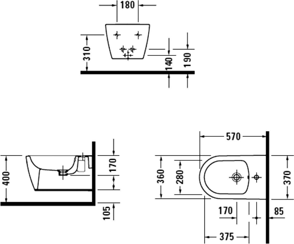 Биде подвесное Duravit Me by Starck  2288150000 - 1