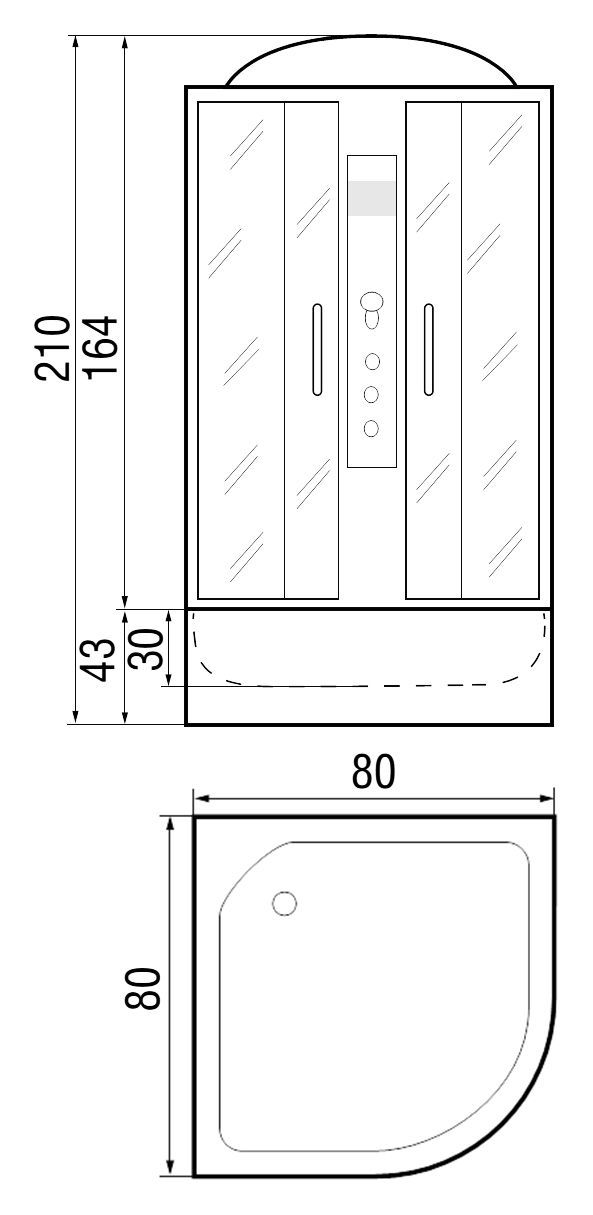 Душевая кабина с поддоном River Dunay 80/43 TH  10000003139 - 1