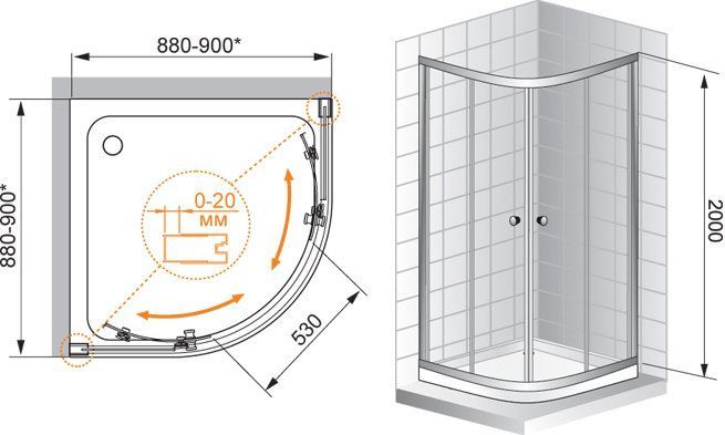 Душевой уголок Cezares Anima W R2 90 P Cr ANIMA-W-R-2-90-P-Cr - 5