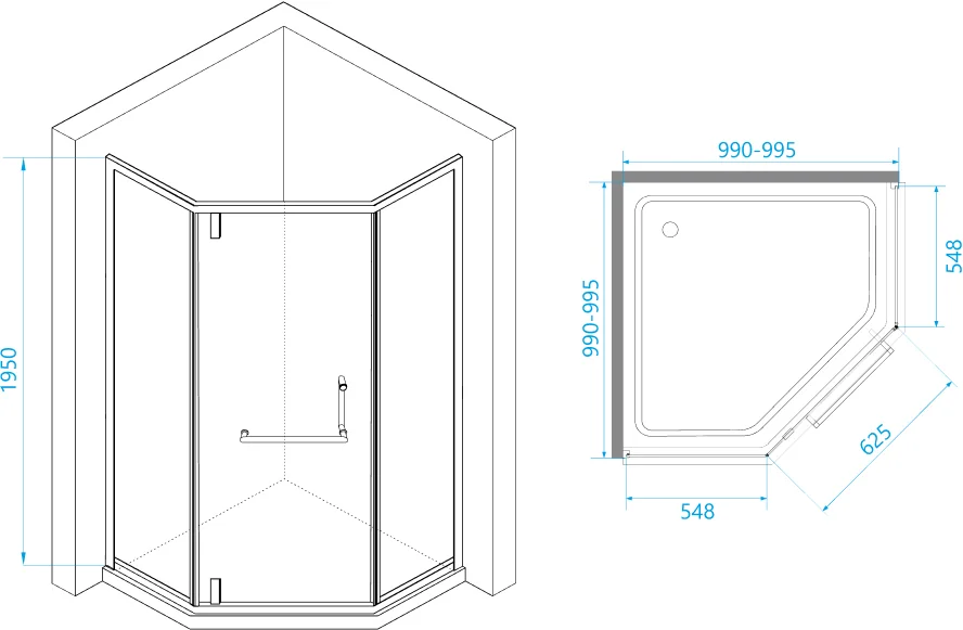 Душевой уголок RGW Hotel HO-084-B 100x100 профиль черный стекло тонированное 350608400-34 - 1