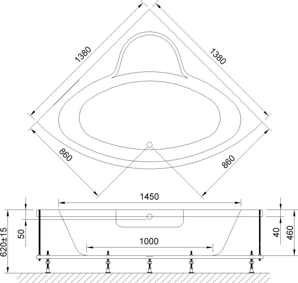 Акриловая ванна Royal bath Fanke 138x138 см  RB 581200 - 1