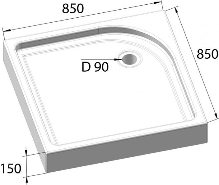 Поддон для душа BelBagno Tray 85х85 TRAY-BB-A-85-15-W - 6