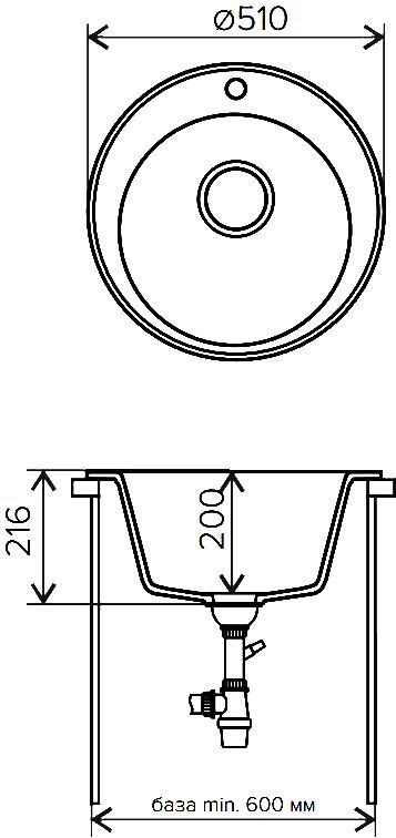 Мойка кухонная Tolero R-108 черная 765445 - 1