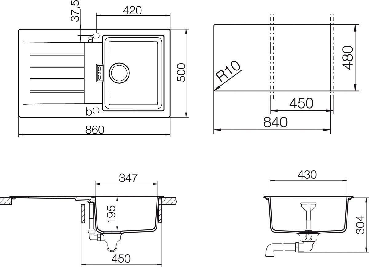 Мойка кухонная Schock Primus 45D (D-100) оникс 700347 - 1