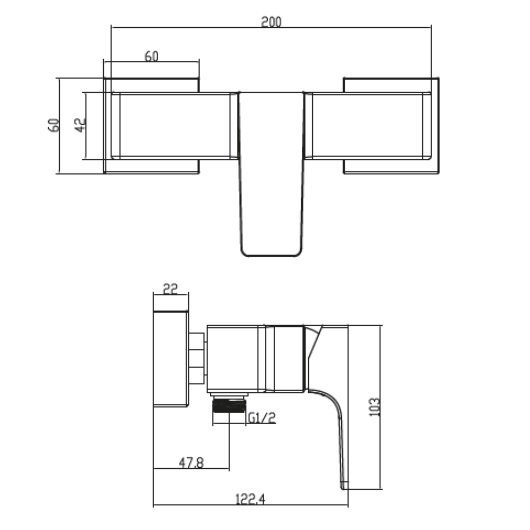 Смеситель для душа Villeroy & Boch Architectura Square черный, матовый  TVS125001000K5 - 1