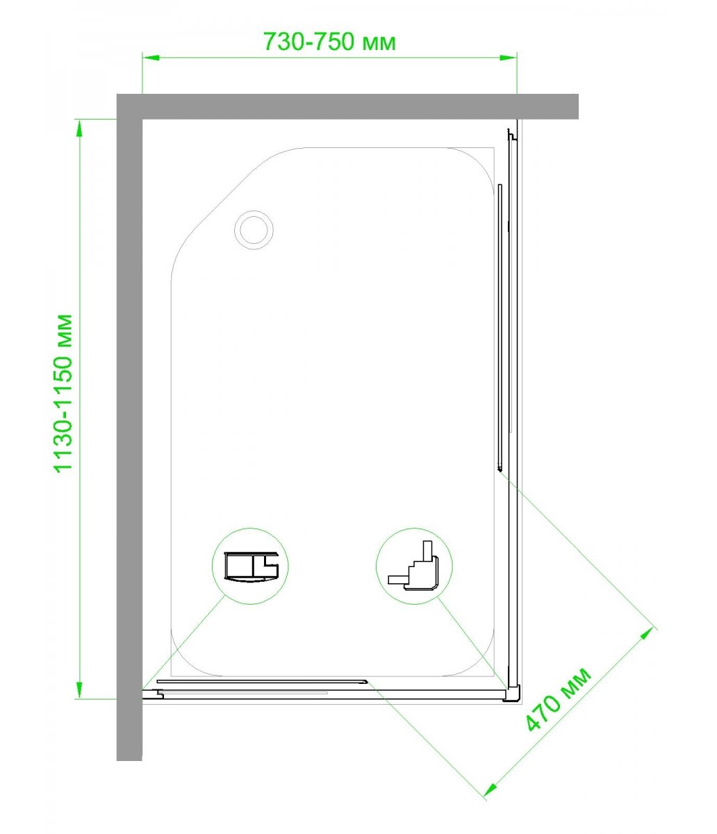 Душевой уголок Royal Bath HPD 75x115 профиль белый стекло матовое RB11575HPD-C - 4