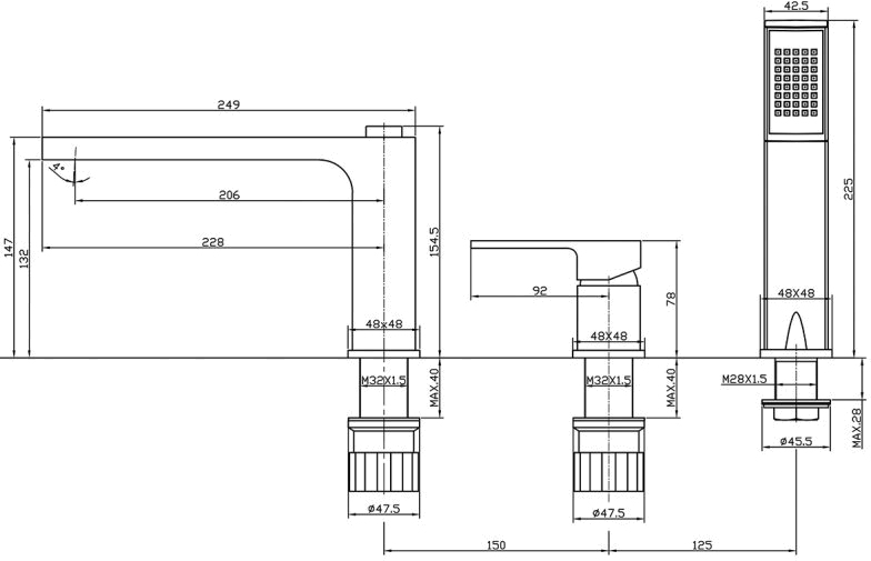 Смеситель BelBagno Romano BVD-CRM на борт ванны ROM-BVD-CRM - 1