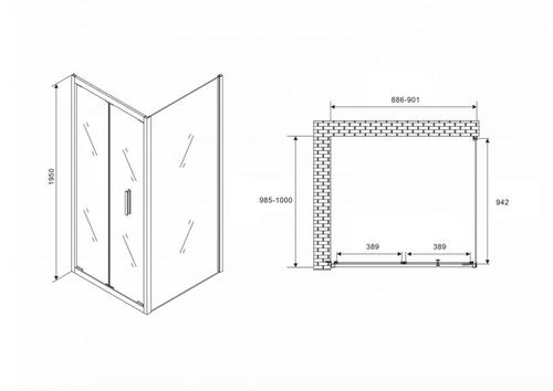 Душевой уголок Abber Sonnenstrand 90х100 хром  AG07090-S100 - 2