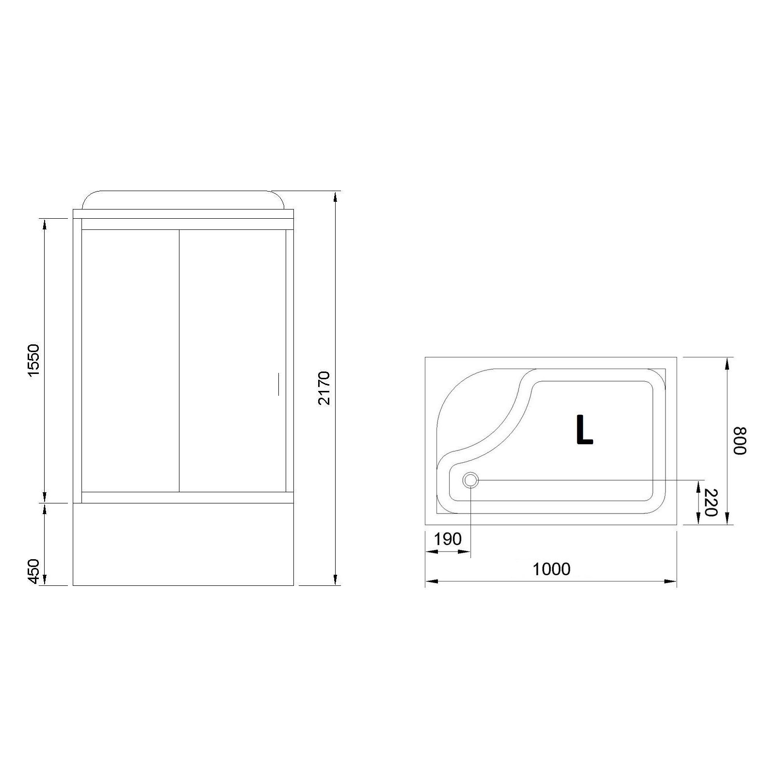 Душевая кабина Royal Bath BP 100x80 L профиль хром стекло матовое RB8100BP1-M-CH-L - 3