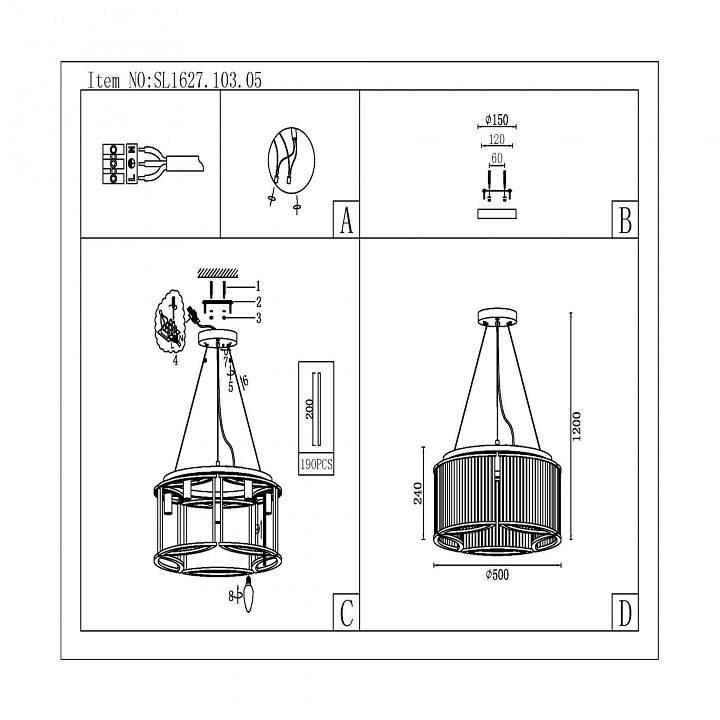 Подвесная люстра ST-Luce Velletri SL1627.103.05 - 3