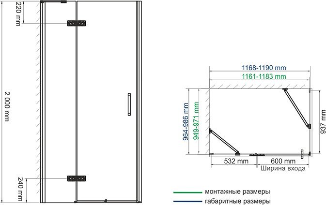 Душевой уголок Wasserkraft Aller 10H10L 120x100 см - 3