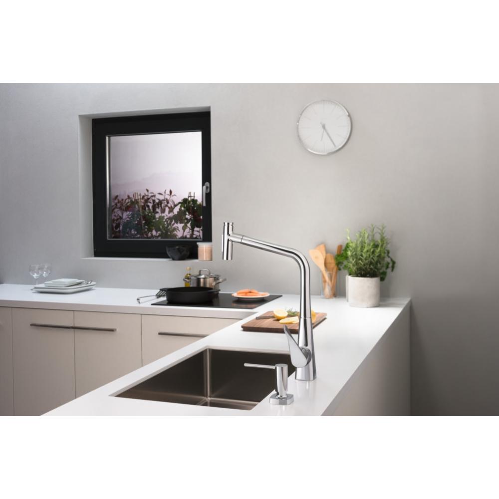 Кухонный смеситель hansgrohe Metris Select M71, 320, с вытяжным душем, 2jet, sBox, 73816800, под сталь - 1