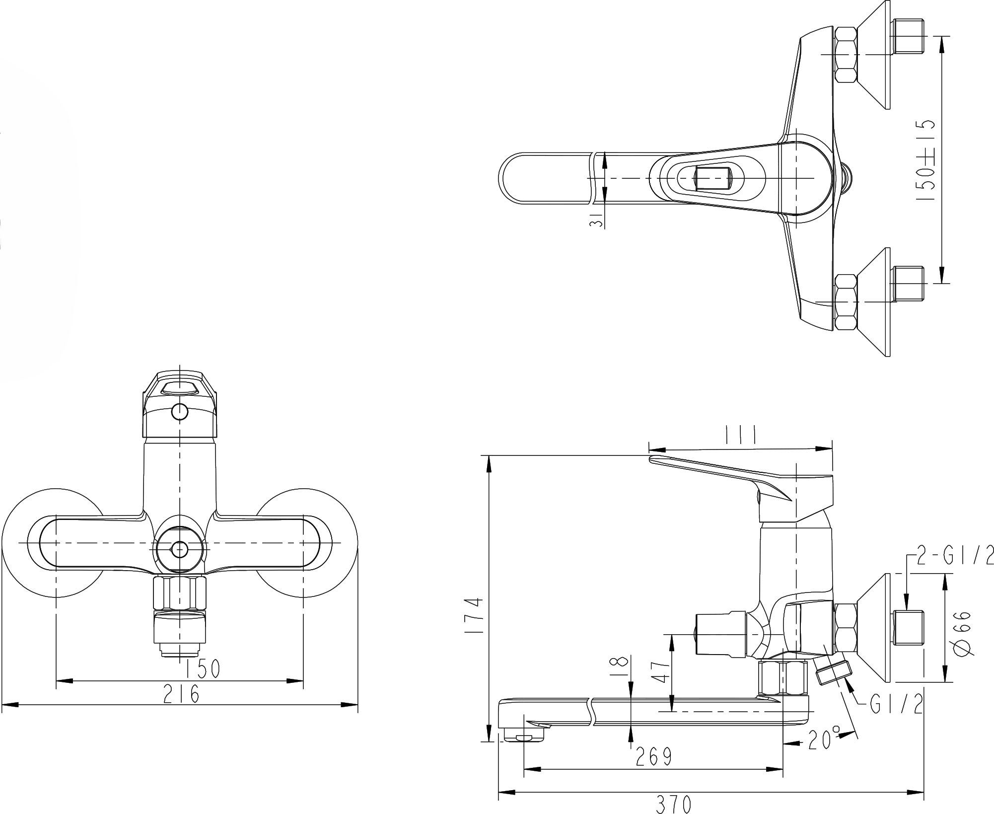 Душевой комплект Bravat Eco F00414C 2 в 1 - 2